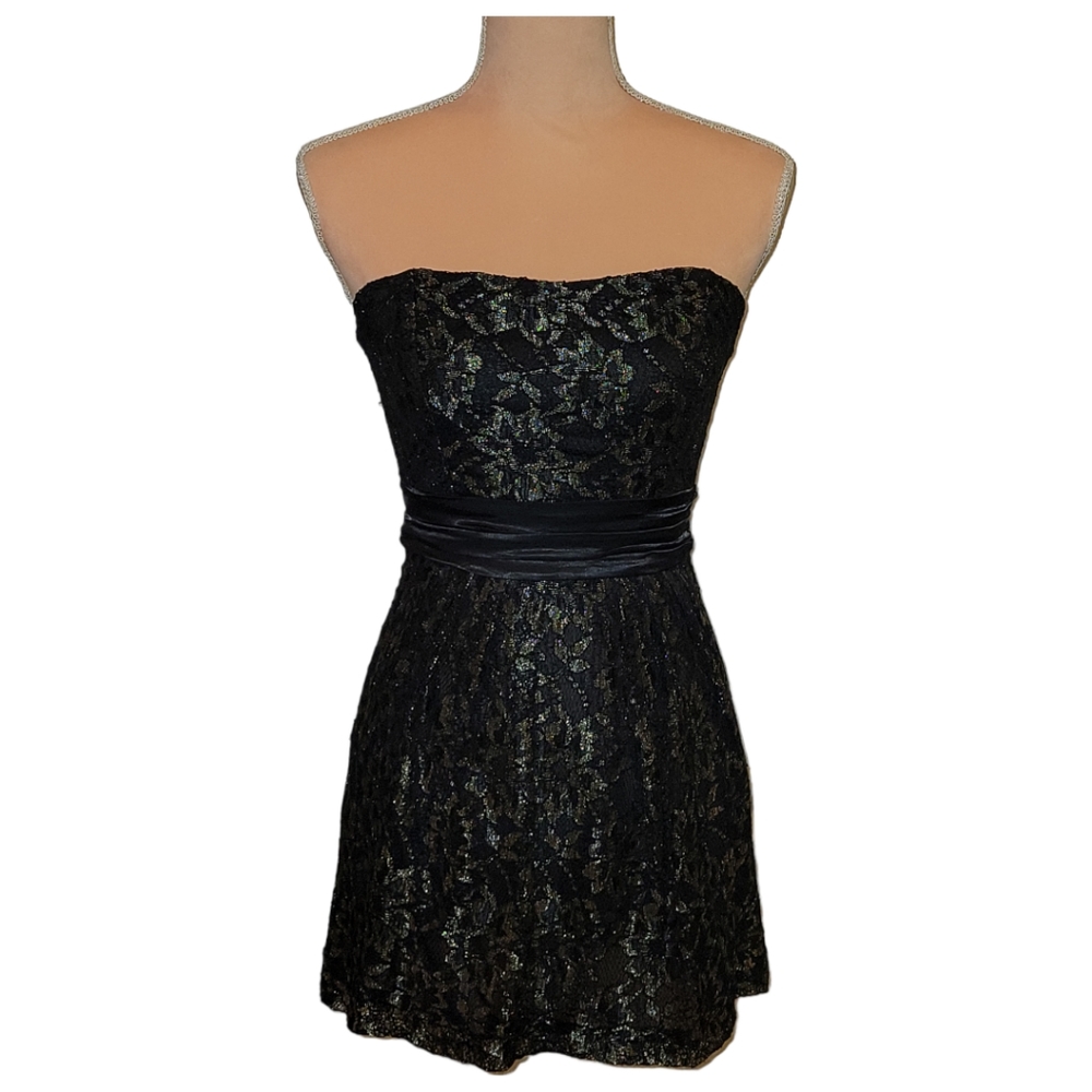 Little Black Strapless Lace Mini Dress Size Small